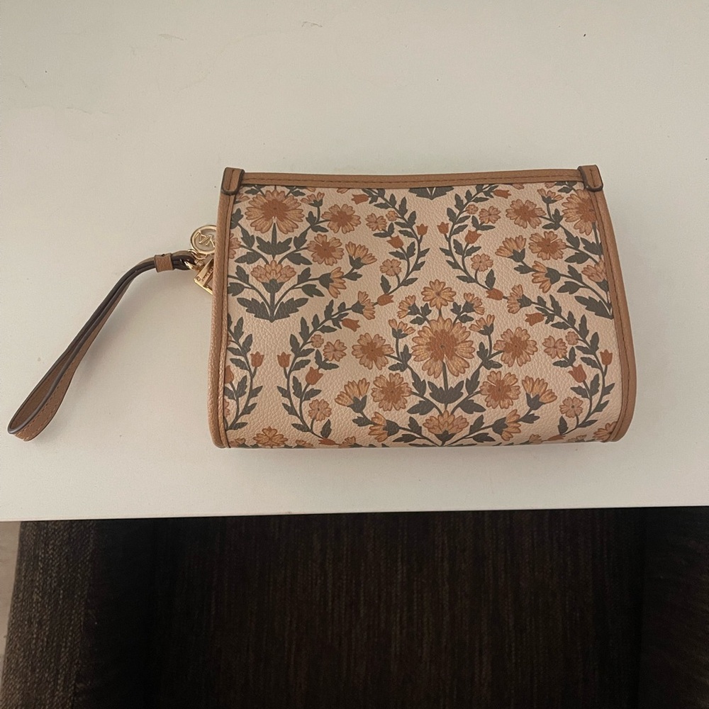 Anne Klein Floral Tan Wristlet Clutch